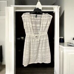 Ralph Lauren White Plunge Neck Swim Coverup